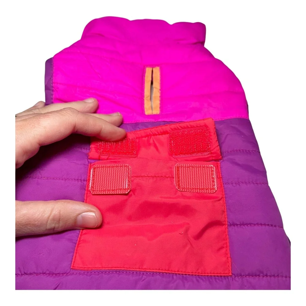 Vibrant Unbranded Dog Puffer Vest XS Pink Purple Colorblock Fleece Lined Quilted